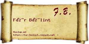 Für Bálint névjegykártya